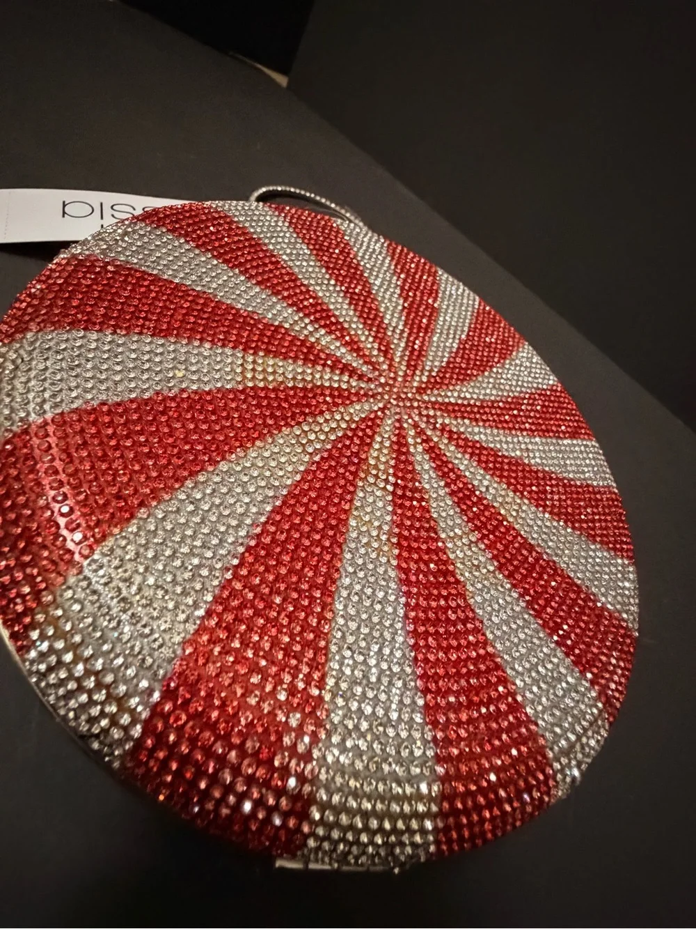 Alessi Red & Silver Round Crystal Wristlet Clutch